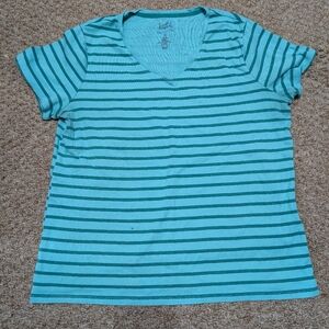 Croft & Barrow Teal and Dark Green V-Neck Tee